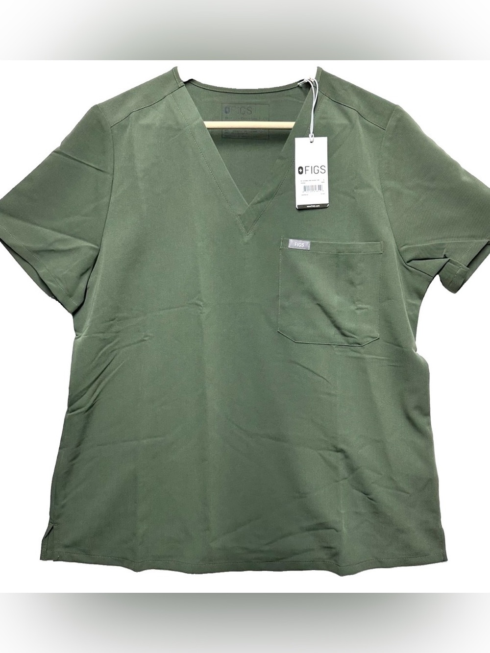 FIGS Catarina One-Pocket Scrub Top Womens Large Moss Green NWT